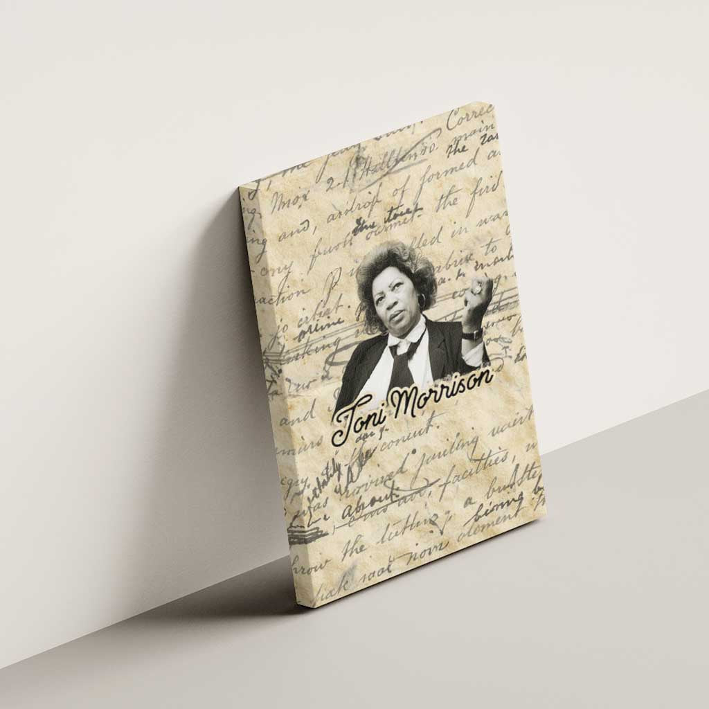 Toni Morrison Canvas Wall Art Handwritten Manuscript Powerful Portrait with Feather Pen Quote - African Pride