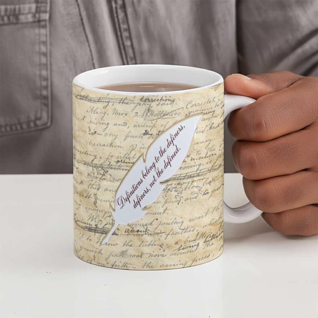 Toni Morrison Ceramic Mug Handwritten Manuscript Powerful Portrait with Feather Pen Quote - African Pride