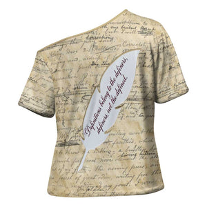 Toni Morrison Cross Shoulder Shirt Handwritten Manuscript Powerful Portrait with Feather Pen Quote - African Pride