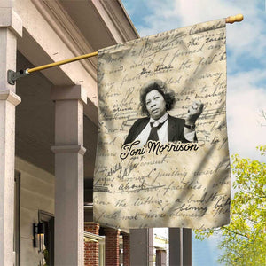 Toni Morrison Garden Flag Handwritten Manuscript Powerful Portrait with Feather Pen Quote - African Pride
