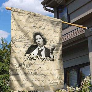 Toni Morrison Garden Flag Handwritten Manuscript Powerful Portrait with Feather Pen Quote - African Pride