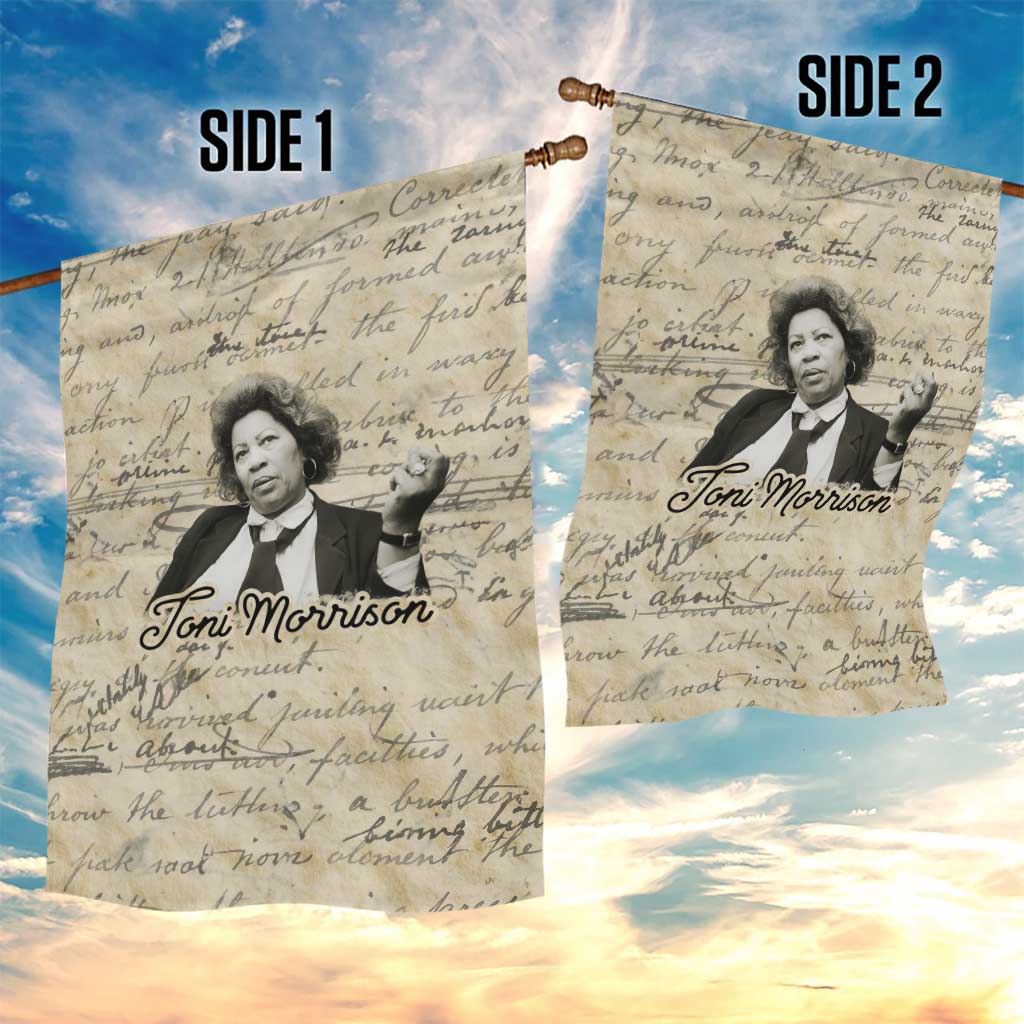 Toni Morrison Garden Flag Handwritten Manuscript Powerful Portrait with Feather Pen Quote - African Pride