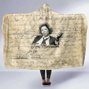 Toni Morrison Hooded Blanket Handwritten Manuscript Powerful Portrait with Feather Pen Quote - African Pride