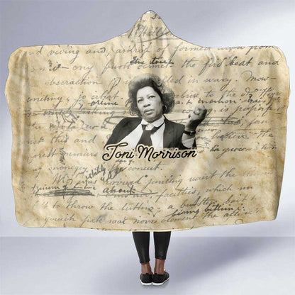 Toni Morrison Hooded Blanket Handwritten Manuscript Powerful Portrait with Feather Pen Quote - African Pride