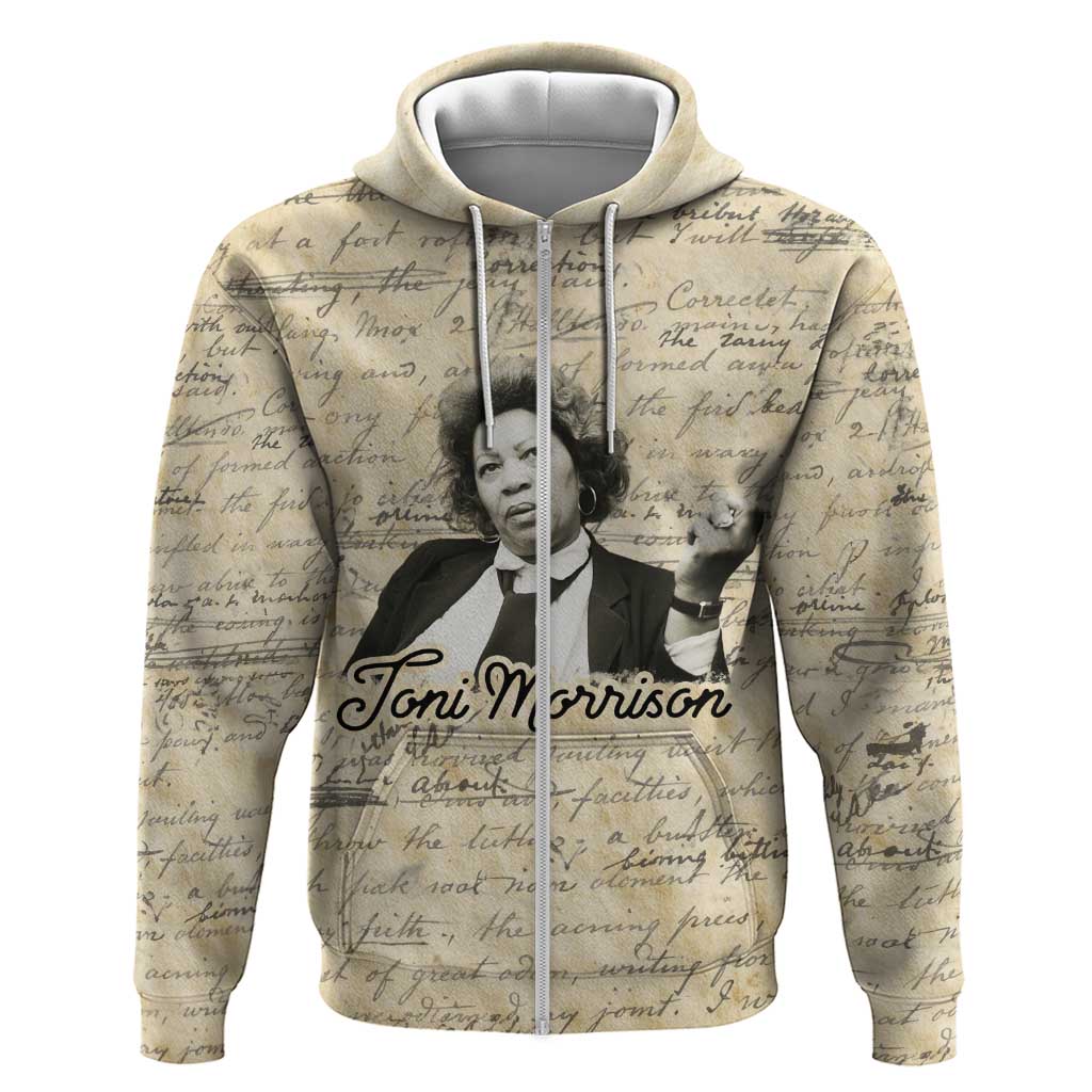 Toni Morrison Hoodie Handwritten Manuscript Powerful Portrait with Feather Pen Quote - African Pride