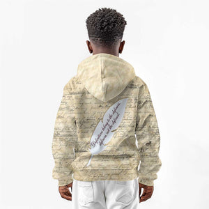 Toni Morrison Kid Hoodie Handwritten Manuscript Powerful Portrait with Feather Pen Quote - African Pride