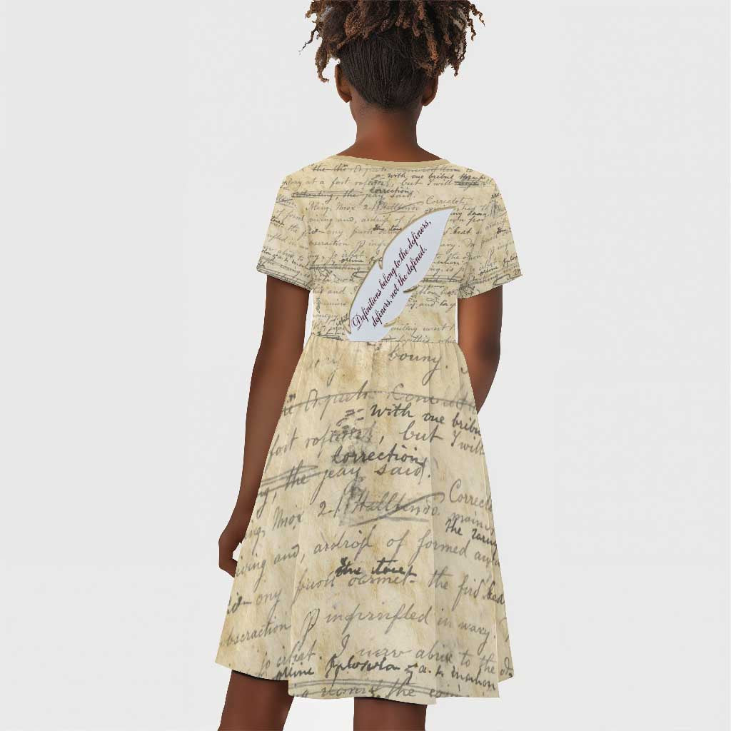 Toni Morrison Kid Short Sleeve Dress Handwritten Manuscript Powerful Portrait with Feather Pen Quote - African Pride
