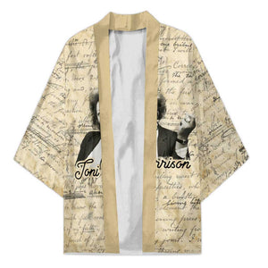 Toni Morrison Kimono Handwritten Manuscript Powerful Portrait with Feather Pen Quote - African Pride