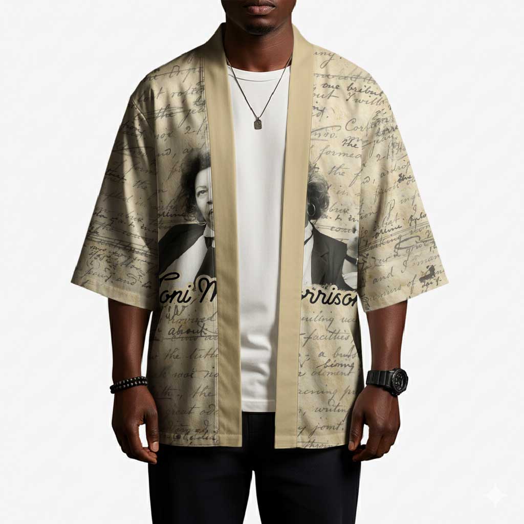 Toni Morrison Kimono Handwritten Manuscript Powerful Portrait with Feather Pen Quote - African Pride