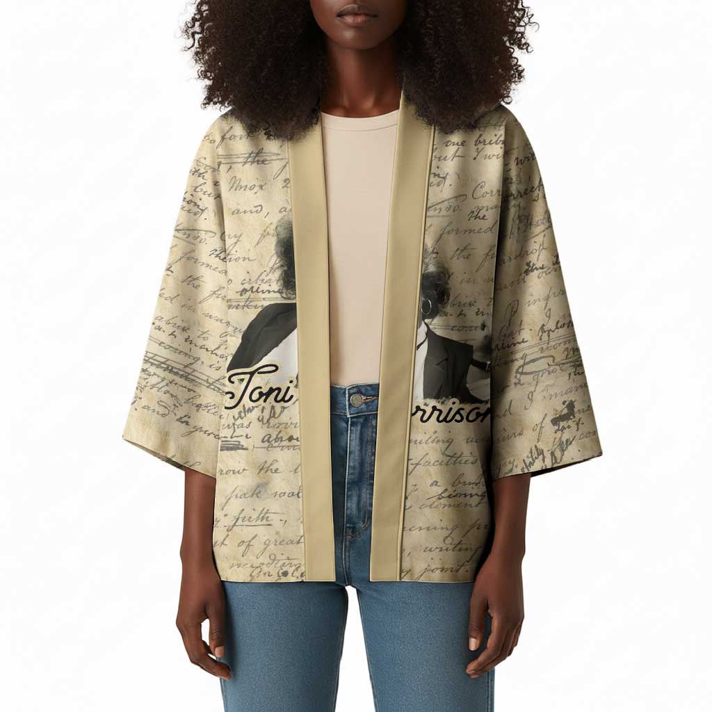 Toni Morrison Kimono Handwritten Manuscript Powerful Portrait with Feather Pen Quote - African Pride