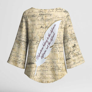 Toni Morrison Kimono Sleeve Blouse Handwritten Manuscript Powerful Portrait with Feather Pen Quote - African Pride