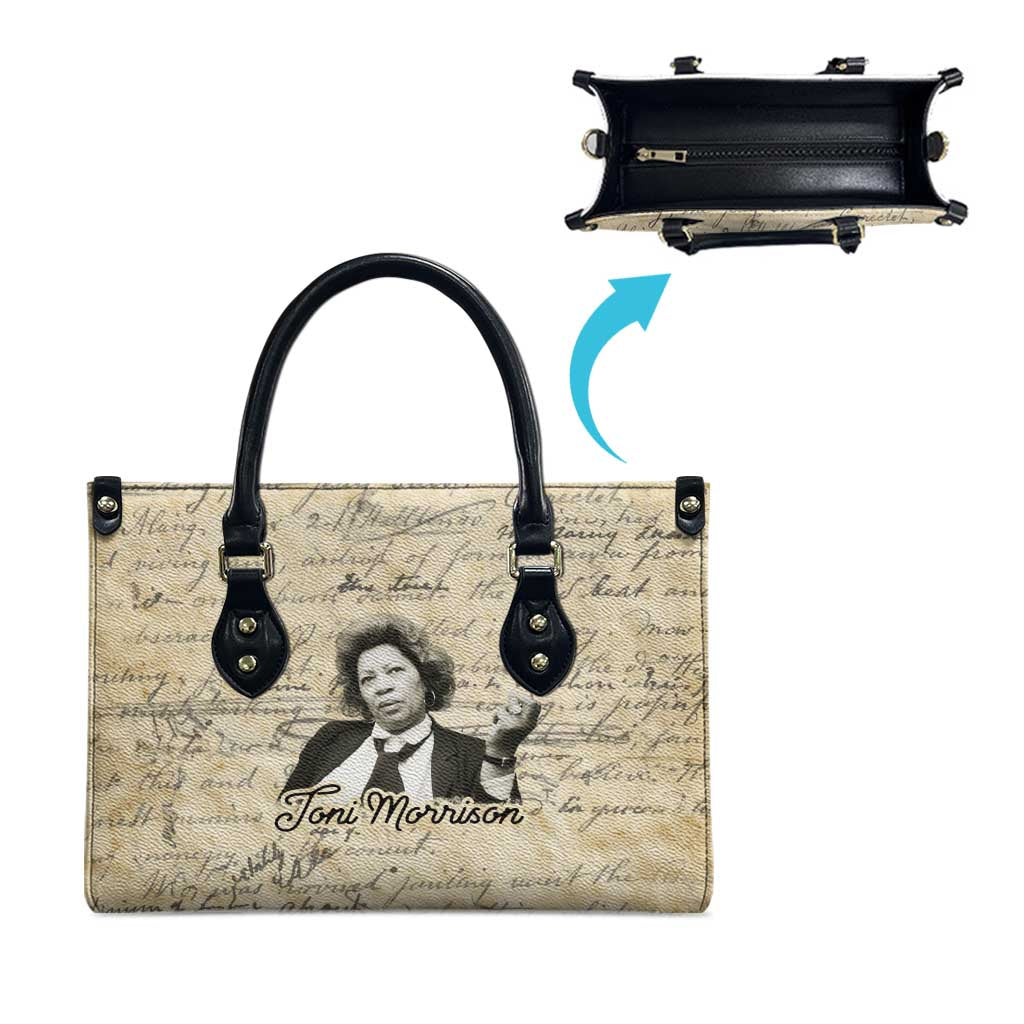 Toni Morrison Leather Bag Handwritten Manuscript Powerful Portrait with Feather Pen Quote - African Pride