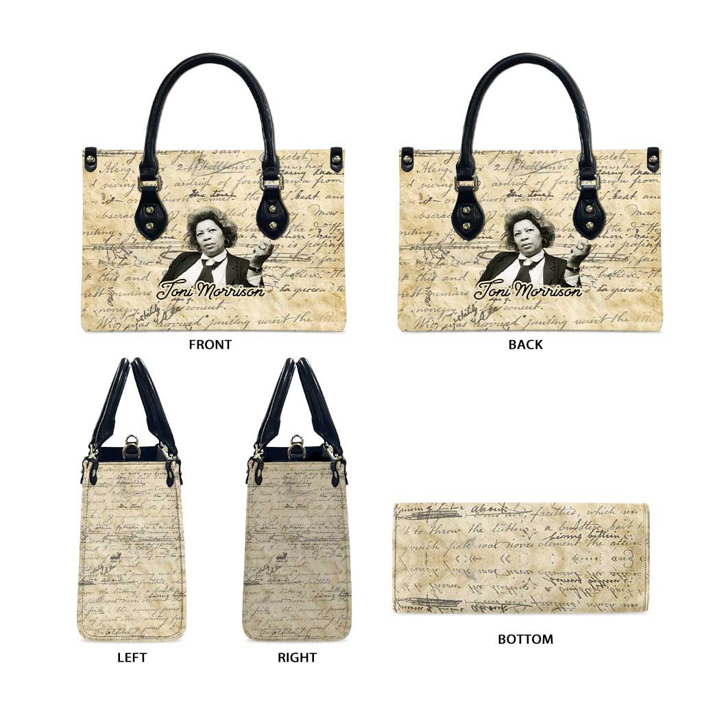 Toni Morrison Leather Bag Handwritten Manuscript Powerful Portrait with Feather Pen Quote - African Pride