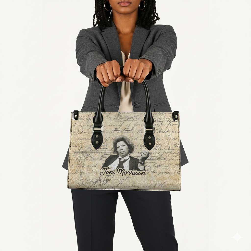 Toni Morrison Leather Bag Handwritten Manuscript Powerful Portrait with Feather Pen Quote - African Pride