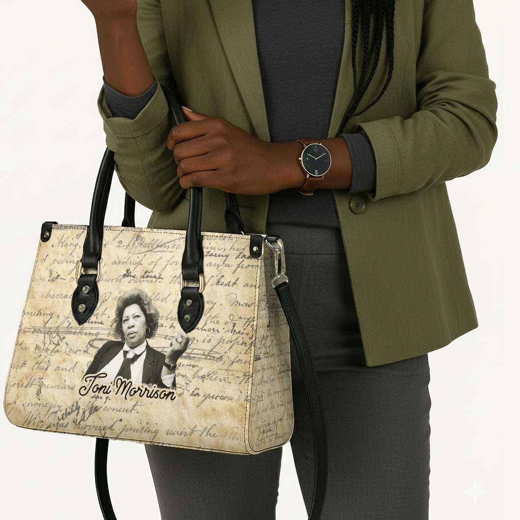 Toni Morrison Leather Bag Handwritten Manuscript Powerful Portrait with Feather Pen Quote - African Pride