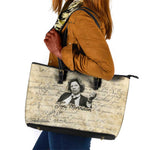 Toni Morrison Leather Tote Bag Handwritten Manuscript Powerful Portrait with Feather Pen Quote - African Pride