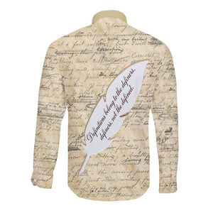 Toni Morrison Long Sleeve Button Shirt Handwritten Manuscript Powerful Portrait with Feather Pen Quote - African Pride