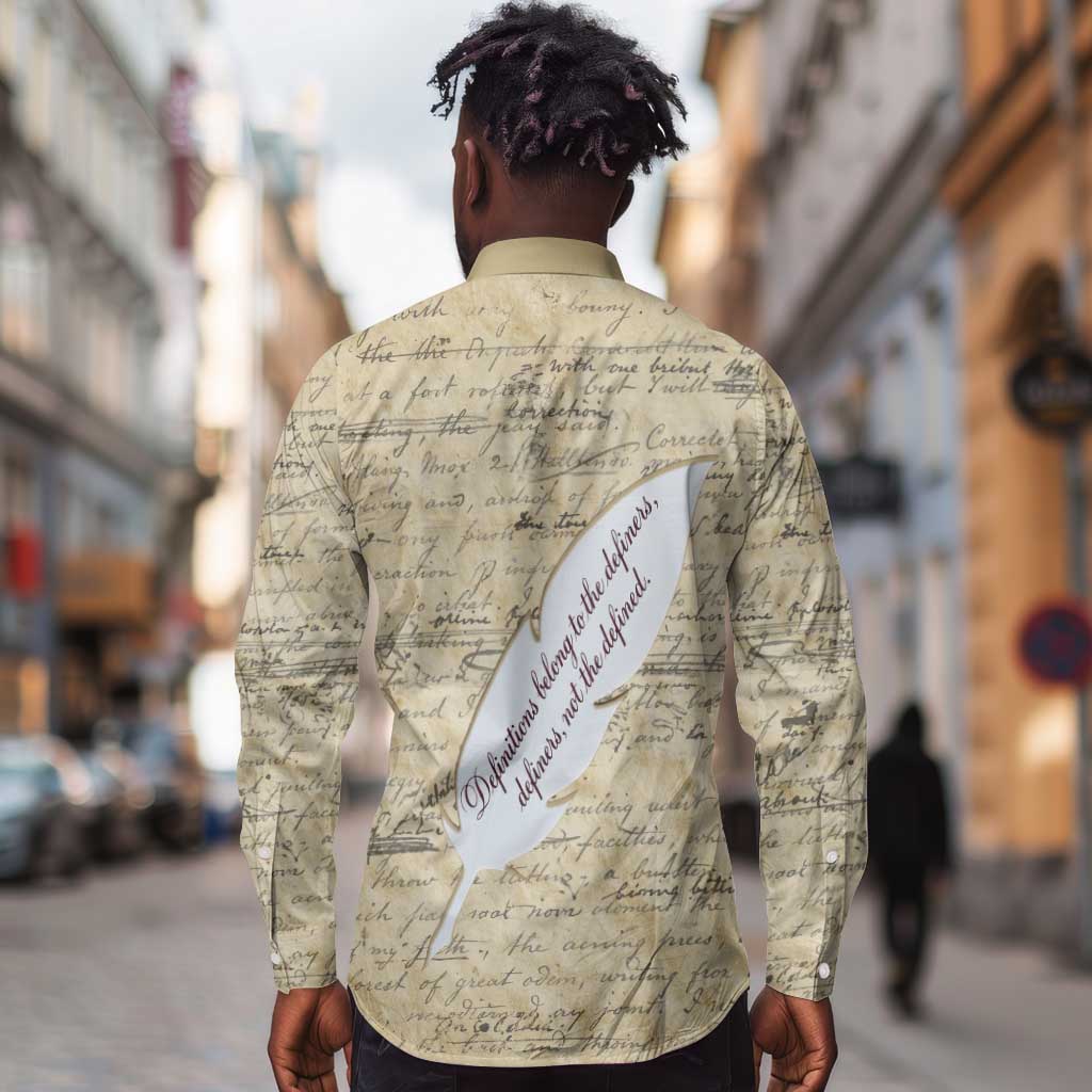 Toni Morrison Long Sleeve Button Shirt Handwritten Manuscript Powerful Portrait with Feather Pen Quote - African Pride