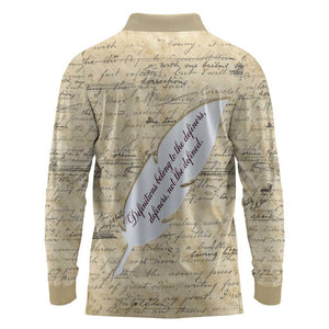 Toni Morrison Long Sleeve Polo Shirt Handwritten Manuscript Powerful Portrait with Feather Pen Quote - African Pride