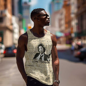 Toni Morrison Men Tank Top Handwritten Manuscript Powerful Portrait with Feather Pen Quote - African Pride