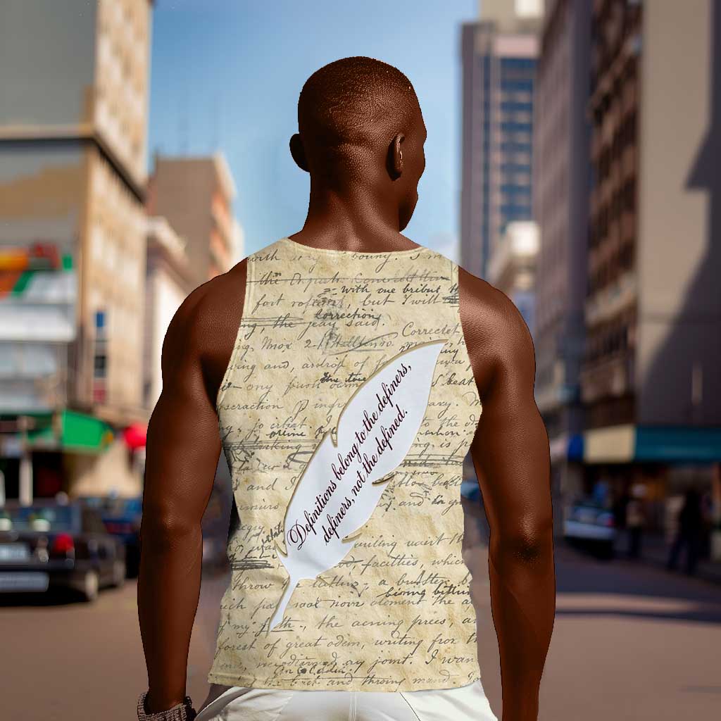 Toni Morrison Men Tank Top Handwritten Manuscript Powerful Portrait with Feather Pen Quote - African Pride