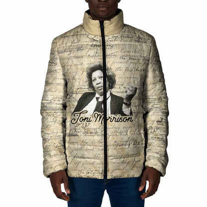 Toni Morrison Padded Jacket Handwritten Manuscript Powerful Portrait with Feather Pen Quote - African Pride