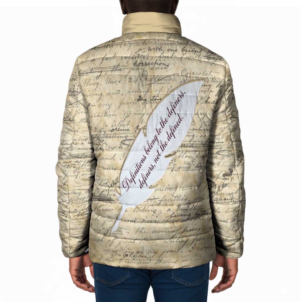 Toni Morrison Padded Jacket Handwritten Manuscript Powerful Portrait with Feather Pen Quote - African Pride