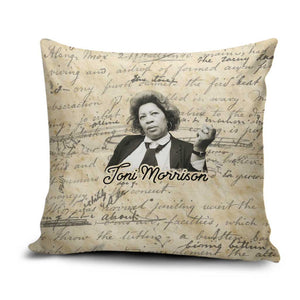 Toni Morrison Pillow Cover Handwritten Manuscript Powerful Portrait with Feather Pen Quote - African Pride
