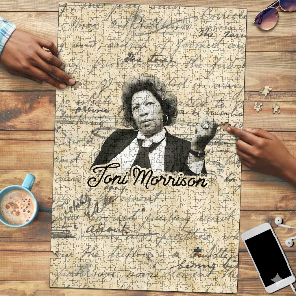 Toni Morrison Puzzle Handwritten Manuscript Powerful Portrait with Feather Pen Quote - African Pride