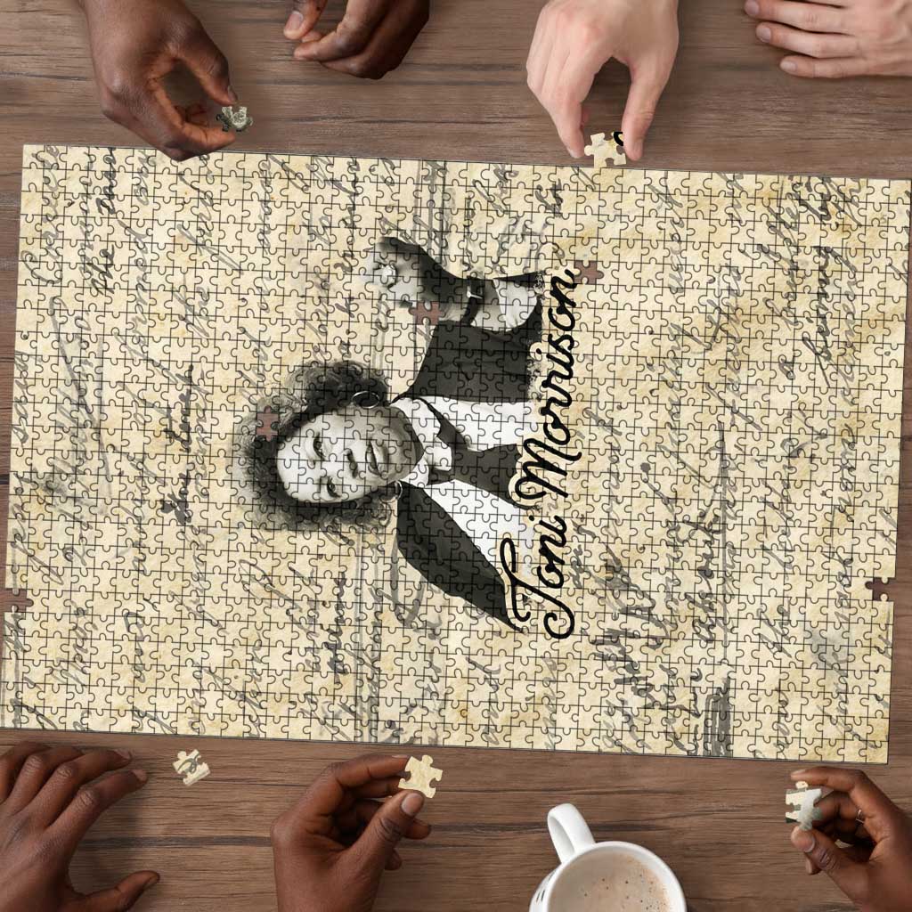 Toni Morrison Puzzle Handwritten Manuscript Powerful Portrait with Feather Pen Quote - African Pride