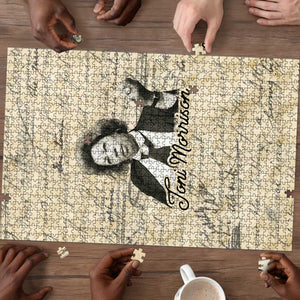 Toni Morrison Puzzle Handwritten Manuscript Powerful Portrait with Feather Pen Quote - African Pride