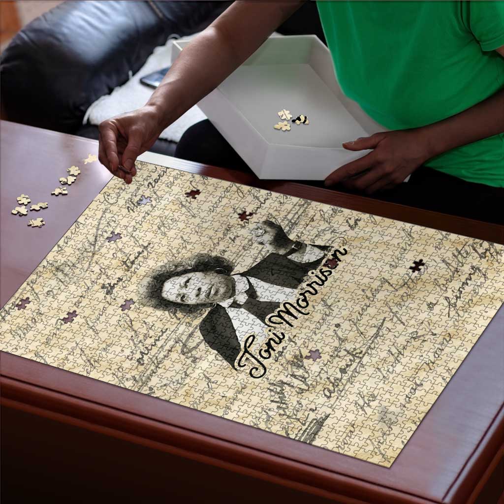 Toni Morrison Puzzle Handwritten Manuscript Powerful Portrait with Feather Pen Quote - African Pride