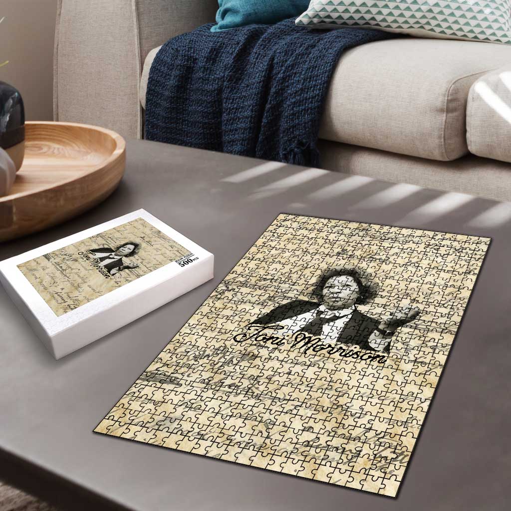 Toni Morrison Puzzle Handwritten Manuscript Powerful Portrait with Feather Pen Quote - African Pride