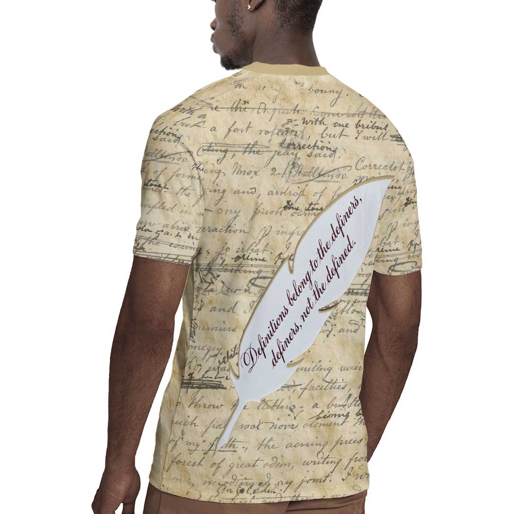Toni Morrison Rugby Jersey Handwritten Manuscript Powerful Portrait with Feather Pen Quote - African Pride