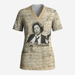 Toni Morrison Scrub Top Handwritten Manuscript Powerful Portrait with Feather Pen Quote - African Pride