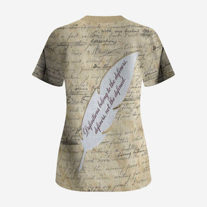 Toni Morrison Scrub Top Handwritten Manuscript Powerful Portrait with Feather Pen Quote - African Pride