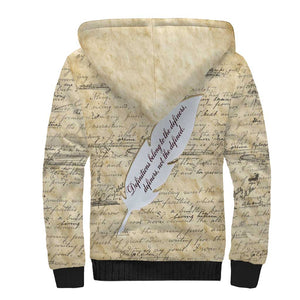 Toni Morrison Sherpa Hoodie Handwritten Manuscript Powerful Portrait with Feather Pen Quote - African Pride