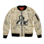 Toni Morrison Sleeve Zip Bomber Jacket Handwritten Manuscript Powerful Portrait with Feather Pen Quote - African Pride