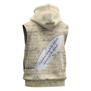 Toni Morrison Sleeveless Zip Hoodie Handwritten Manuscript Powerful Portrait with Feather Pen Quote - African Pride