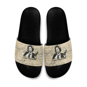 Toni Morrison Slide Sandals Handwritten Manuscript Powerful Portrait with Feather Pen Quote - African Pride