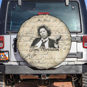 Toni Morrison Spare Tire Cover Handwritten Manuscript Powerful Portrait with Feather Pen Quote - African Pride