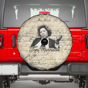 Toni Morrison Spare Tire Cover Handwritten Manuscript Powerful Portrait with Feather Pen Quote - African Pride