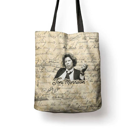 Toni Morrison Tote Bag Handwritten Manuscript Powerful Portrait with Feather Pen Quote - African Pride