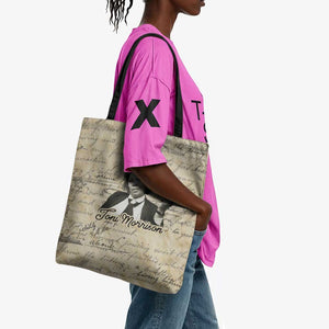 Toni Morrison Tote Bag Handwritten Manuscript Powerful Portrait with Feather Pen Quote - African Pride