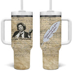 Toni Morrison Tumbler With Handle Handwritten Manuscript Powerful Portrait with Feather Pen Quote - African Pride