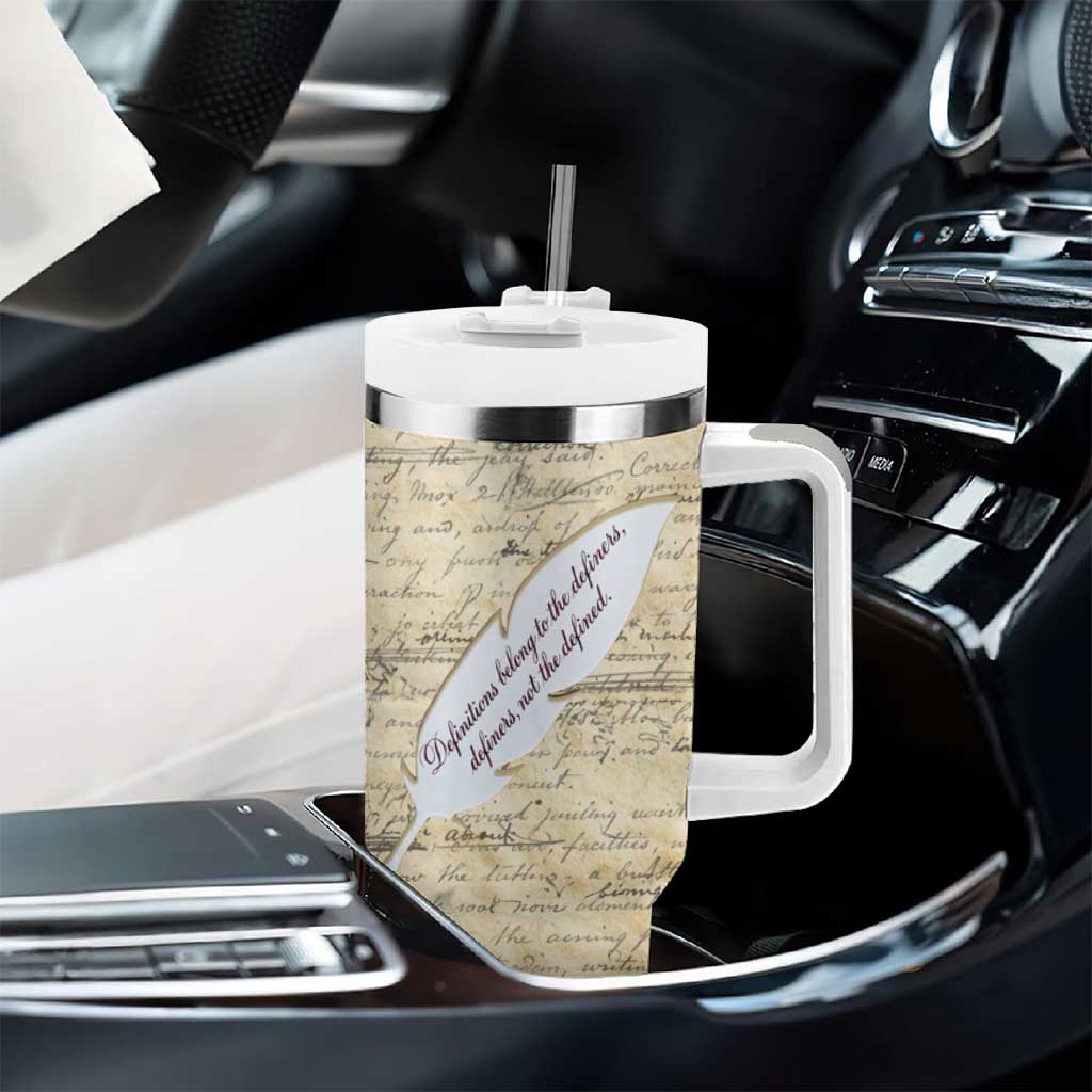 Toni Morrison Tumbler With Handle Handwritten Manuscript Powerful Portrait with Feather Pen Quote - African Pride