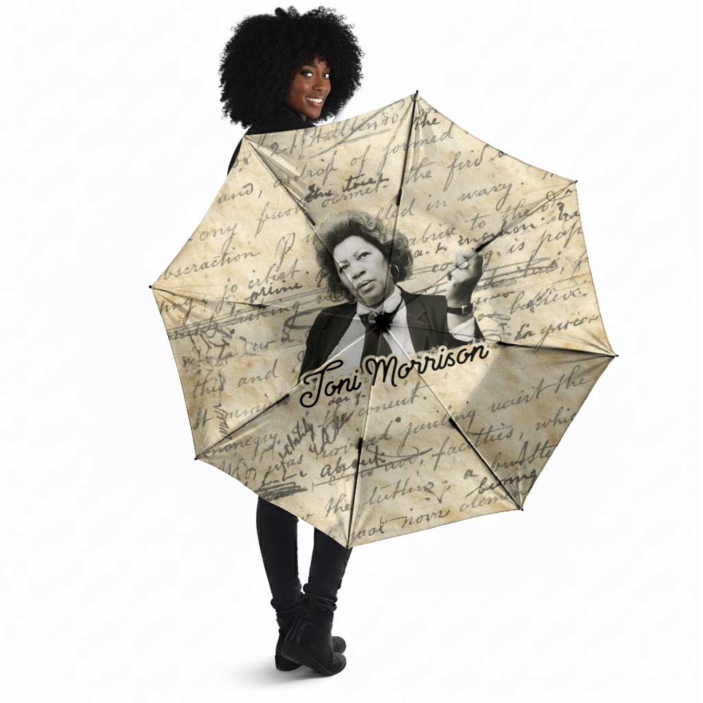 Toni Morrison Umbrella Handwritten Manuscript Powerful Portrait with Feather Pen Quote - African Pride