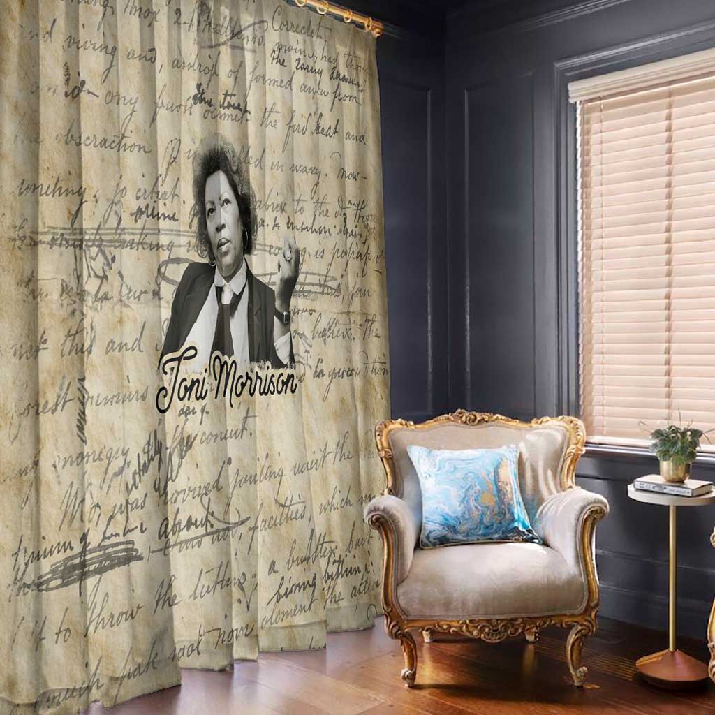 Toni Morrison Window Curtain Handwritten Manuscript Powerful Portrait with Feather Pen Quote - African Pride