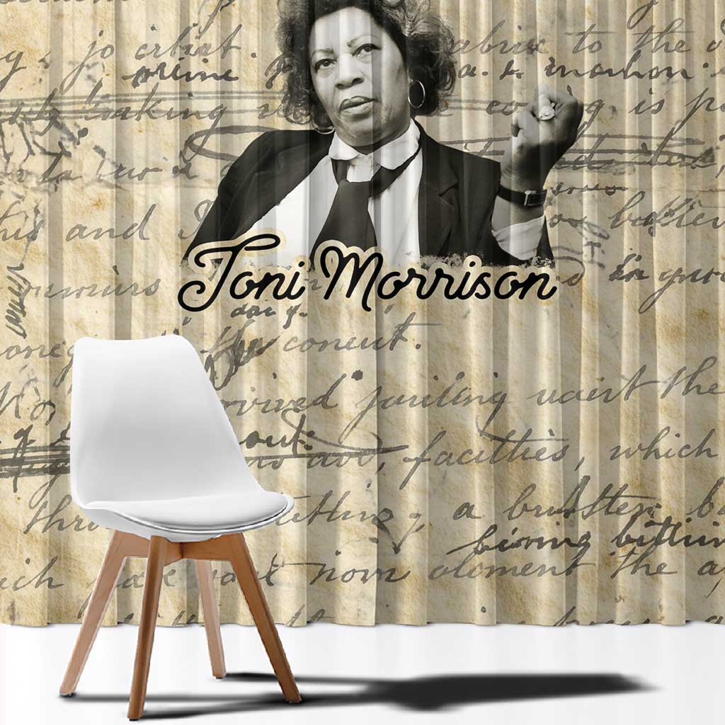 Toni Morrison Window Curtain Handwritten Manuscript Powerful Portrait with Feather Pen Quote - African Pride