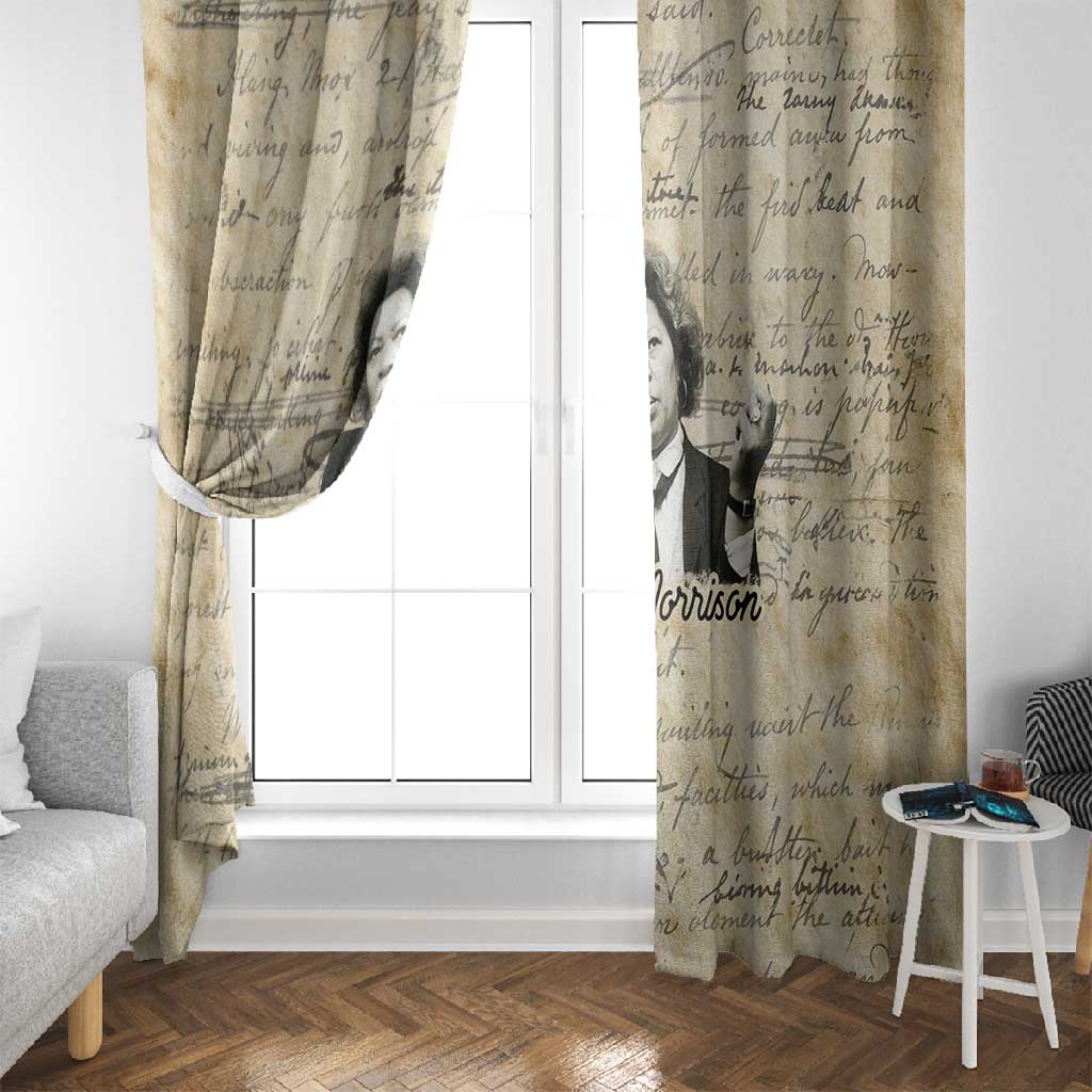 Toni Morrison Window Curtain Handwritten Manuscript Powerful Portrait with Feather Pen Quote - African Pride